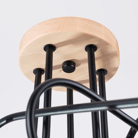 Stropní svítidlo Lustr Spider Pendant 5x E27 Přírodní dřevo Black Ember Peach Puff SL.1478 Sollux