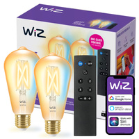 2x LED žárovka E27 Edison ST64 7W = 50W 640lm 2000-5000K TW FILAMENT Amber Smart SMART WiFi Bluetooth aplikace WiZ + dálkové ovládání Controller