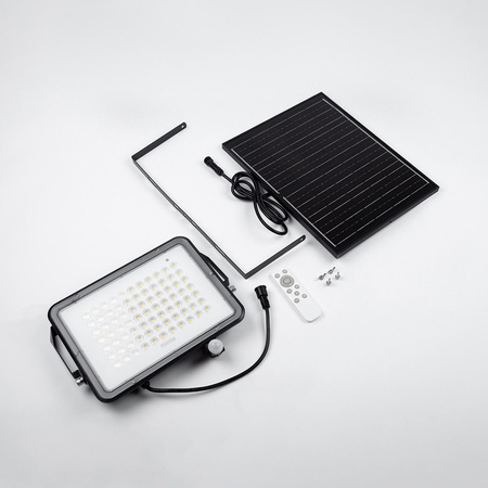 Solární halogenový reflektor LED 300W Zahradní lampa 4000K IP65 PIR senzor pohybu + dálkové ovládání FULGOR LUMILED