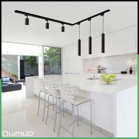 Sada osvětlovacích lišt 3m + 6x GU10 Busbar Spotlight + úhlový spínač černá LUMILED