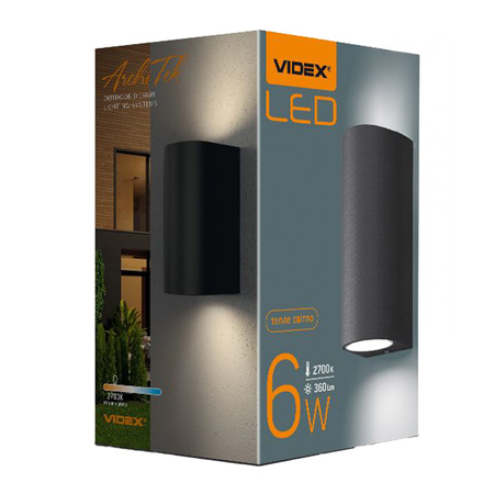 Zahradní nástěnná lampa Venkovní LED fasádní lampa 6W 600lm 2700k teplá bílá Black PELLE Videx