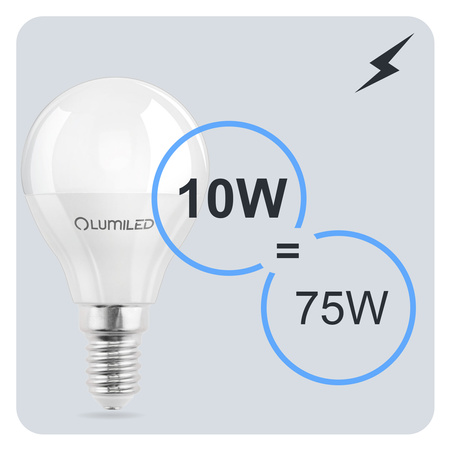 Žárovka LED E14, P40 10W = 75W 1055lm 6500K Studená bílá 180° LUMILED