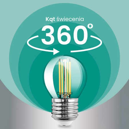 LED žárovka E27 kapka P45 2,2W 470lm = 40W 4000K neutrální bílá 360° vlákno energetická třída A LUMILED