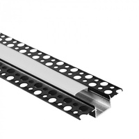 Hliníkový LED profil pro sádrokarton REGIPS široký pod omítku černý 2m s mléčným stínítkem pro LED pásky + krytky Ecolight řady GPS