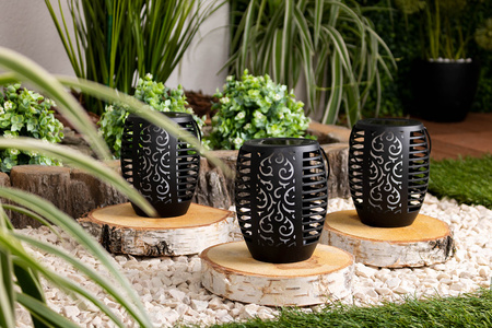 Solární zahradní lampa LED závěsná LANTERN Flame IP44 1700K soumrakový senzor