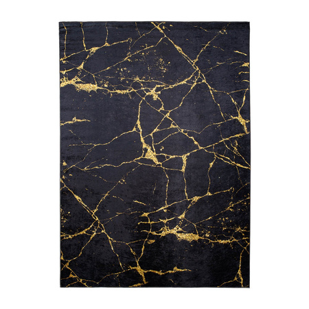 Protiskluzový koberec MARBLE Carpet Black-Gold Marble 80x150 cm GOLDLUX