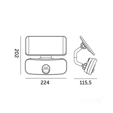 Venkovní solární LED reflektor Zahrada 13W 1400lm 4000lm Neutrální 120° se senzorem pohybu a soumraku IP65 IK03 Černá Phoenix Kobi