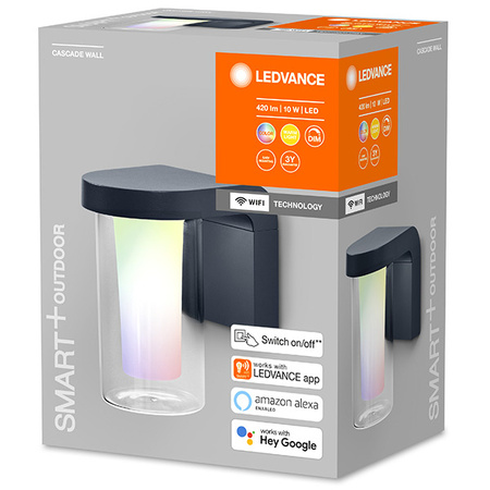 LED fasádní nástěnné svítidlo INTELLIGENT 10W 420 lm Teplá bílá barva světla + RGB SMART + WiFi CASCADE LEDVANCE