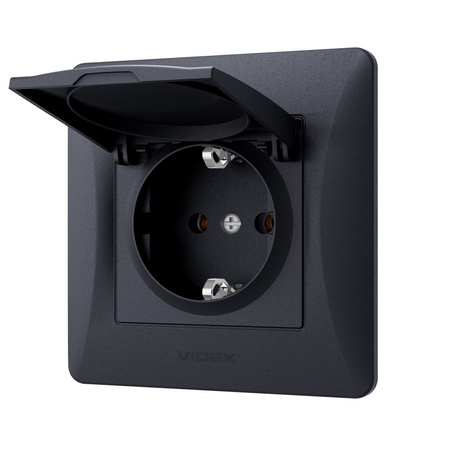 Jednoduchá zásuvka Kontakt 16A pod omítku Černá BINERA VIDEX
