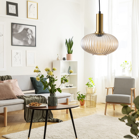 NORFOLK E27 převislá jantarová stropní lampa GOLDLUX (Polux)