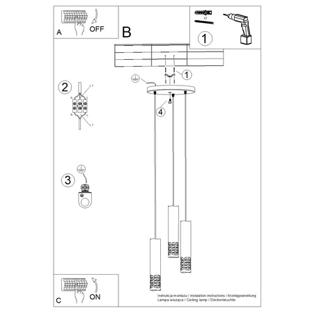 Stropní závěsné svítidlo 3x GU10 White LIRO Ocean Green SL.1694 Sollux