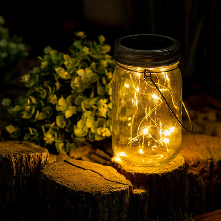 LED lucerna Solar Garden Jar Hanging Glass