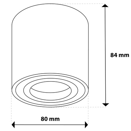 Povrchové Halogenové svítidlo, TUBA SPOT Kulatá 84mm Bílá AMAT-M + LED GU10 6W Teplá bílá LUMILED