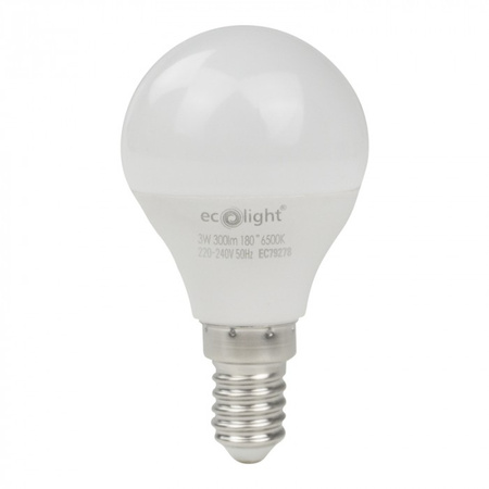 LED žárovka P45 E14 3W 270lm 6500K Cold Ecolight