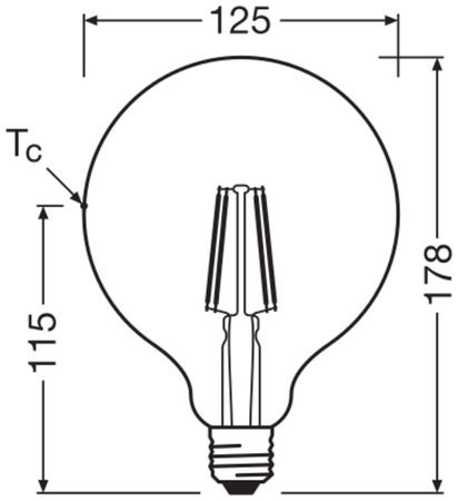LED žárovka G125 Sphere E27 7W = 60W 806lm 4000K neutrální bílá 300° Retrofit Filament CLASSIC Osram
