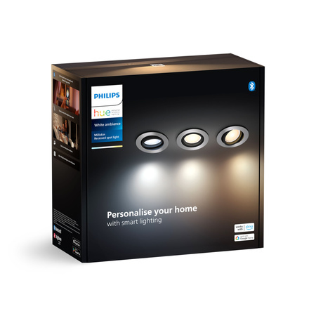 LED Milliskin zapuštěná pod omítku 3x 4,2W CCT kulatá pohyblivá PHILIPS HUE Bluetooth