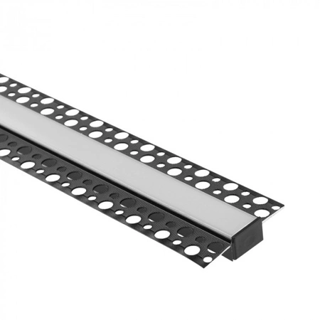 Hliníkový LED profil pro sádrokarton REGIPS široký pod omítku černý 2m s matným difuzorem pro LED pásky + krytky Ecolight řady GPS