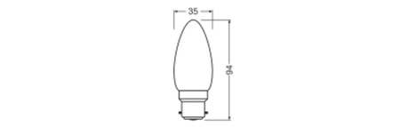 LED žárovka B35 B22d 3,4W = 40W 470lm 2700K Teplá stmívatelná 320° Třída výkonu Ledvance