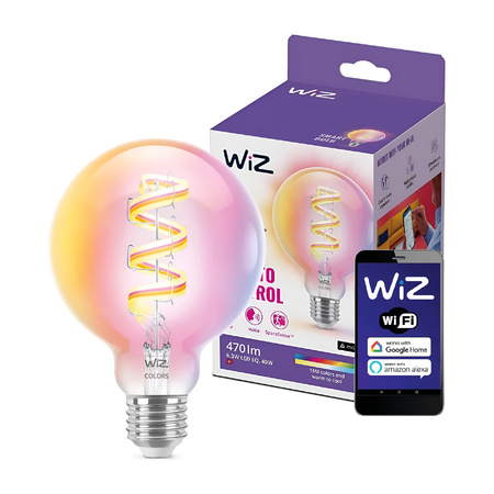 LED žárovka E27 G95 6,3W = 40W CCT + RGB FILAMENT SMART WiFi WiZ