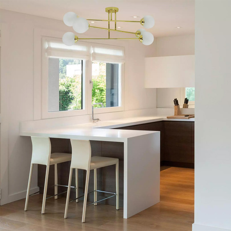 Stropní závěsné svítidlo 6xE27 GOLD PALLE Skleněná lustrová stínidla