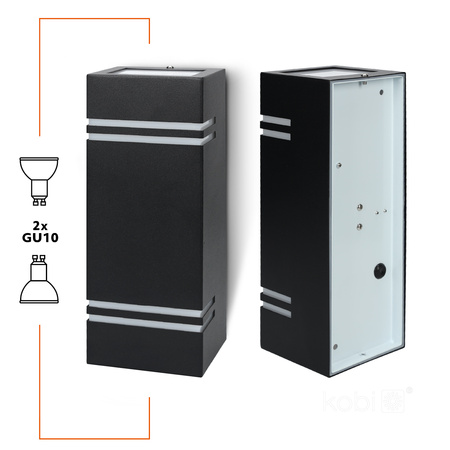 Zahradní venkovní nástěnné svítidlo 2x GU10 IP44 Black Quazar Kobi