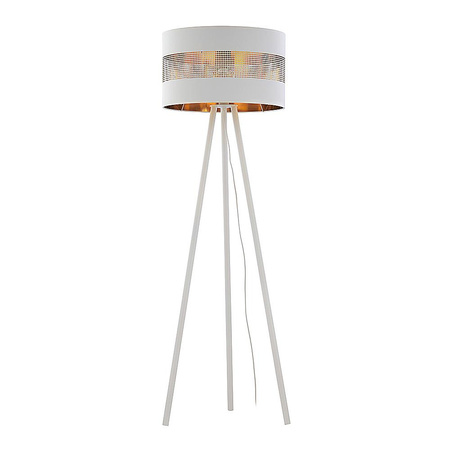 TAGO WHITE Stojací stojací lampa Stínidlo bílo-zlaté moderní 145cm E27 5055 TK Lighting
