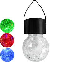 LED solární zahradní lampa. závěsná LED RGB BALL. sklo. černá. efekt prasklého skla