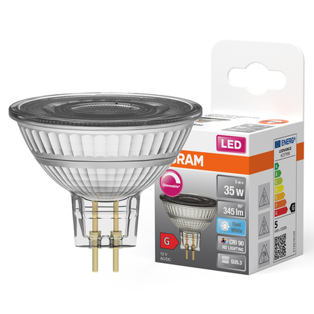 LED žárovka MR16 reflektor GU5.3 5W = 35W 345lm 4000K neutrální bílá CRI90 12V 36° Stmívatelná SUPERSTAR Osram