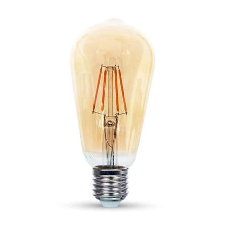 E27 ST64 LED žárovka 10W=90W 920lm 2500K Teplá bílá 360° vlákno