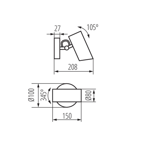 Nástěnné svítidlo Stropní svítidlo Nastavitelná LED E14 Bílá Agzar Kanlux
