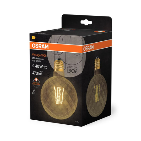 LED žárovka E27 PINE 4,5W = 40W 470lm 2500K Warm 360° OSRAM Vintage 1906