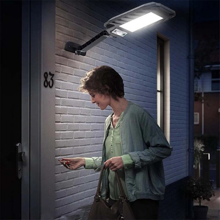 LED solární pouliční lampa 10W IP65 snímač pohybu + rukojeť + dálkové ovládání