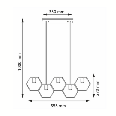 Dekorativní závěsné stropní svítidlo 5x E27 Black Gold Honey Sanico Goldlux