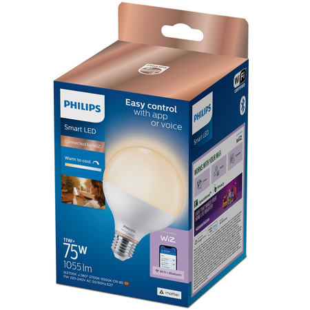 LED žárovka E27 G95 11W = 75W 1055lm 2700-6500K SMART WiFi Philips WiZ