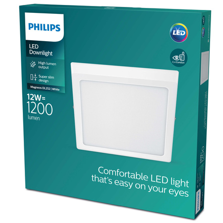Plafond Panelová LED přisazená stropní lampa MAGNEOS 12W 2700K 21cm Bílé Downlight Square PHILIPS