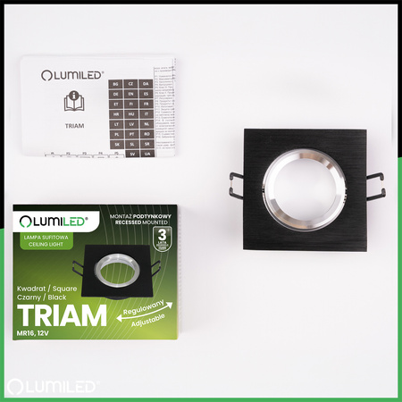 Halogenové stropní svítidlo Flush Mount Square Movable GU10 MR16 Black TRIAM LUMILED