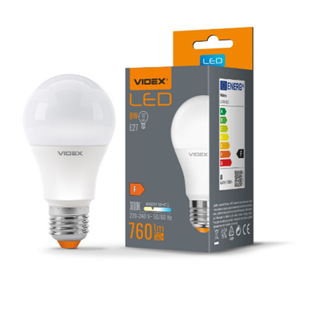 LED žárovka E27 A60 8W 760lm 3000k Warm VIDEX