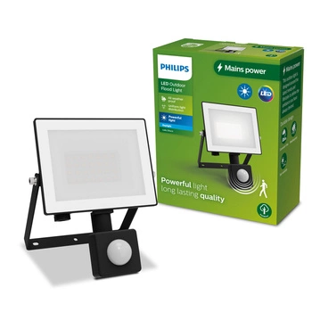Reflektor LED 20W 2050lm 5000K IP65 se senzorem pohybu a soumraku Black Lois Philips