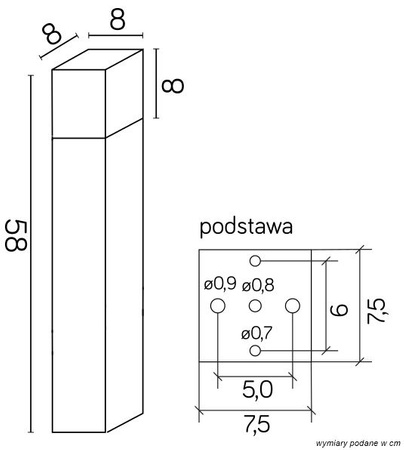 Venkovní stojací zahradní lampa POST Cube CB-580 DG E27 58cm Su-Ma