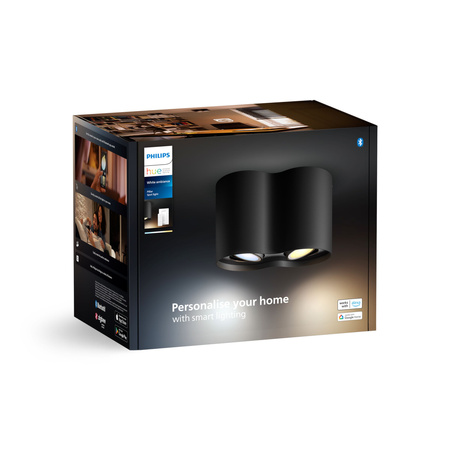 Stropní svítidlo LED Spot Pillar Black 2x4,2W CCT PHILIPS HUE Bluetooth Zigbee + stmívač