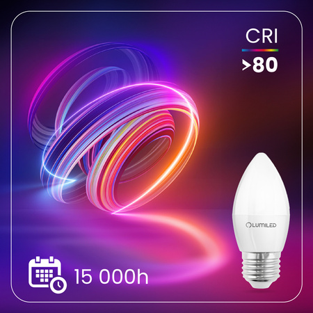 Žárovka LED E27, B35 5W = 40W 470lm 4000K Neutrální bílá 180° LUMILED
