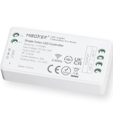 Stmívač přijímač LED Mono pro pásové osvětlení 12-24V DC 12A FUT036S MI-LIGHT