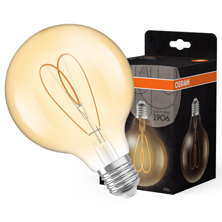 Dekorativní LED žárovka G95 Sphere E27 8W = 60W 806lm 2200K teplá bílá CRI90 300° Amber Dimmable Vintage 1906 Osram