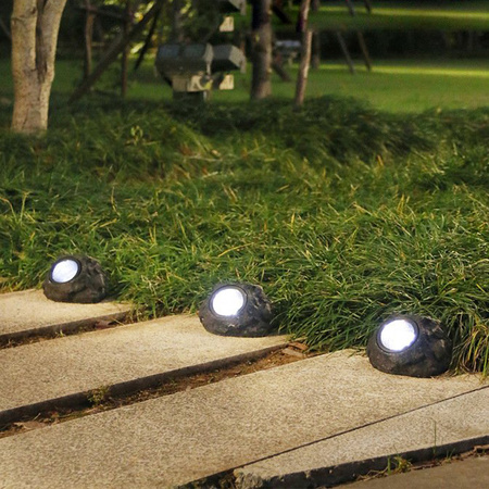 Zahradní lampa LED SOLAR STONE 6500K imitující kámen
