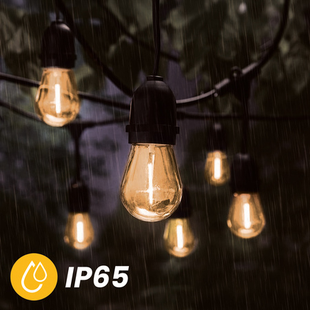 Solární zahradní girlanda 22x LED Dekorativní žárovky 15m + Dálkové ovládání IP65 2700K Teplá SOLLIS LUMILED