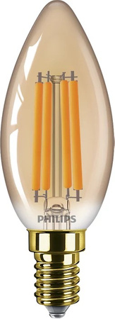 LED žárovka na svíčku E14 B35 6W = 40W 470lm 1800K Teplá bílá vlákno jantarové PHILIPS
