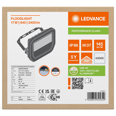 LED reflektor 17W 2400lm 4000K IP66 bílý LEDVANCE reflektor