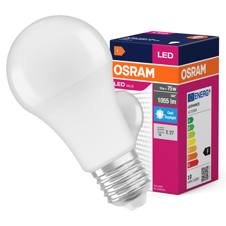 LED žárovka A60 E27 10W = 75W 1055lm 6500K Cold 150° VALUE CLASSIC Osram