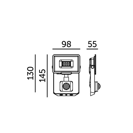 Venkovní LED reflektor 10W 800lm 4000lm Neutrální 120° se senzorem pohybu a soumraku IP65 černý MHC Kobi