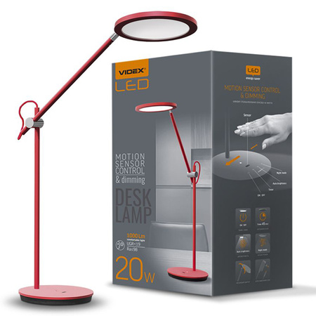 Stolní LED lampa VIDEX. stmívatelná 20W 4100K červená